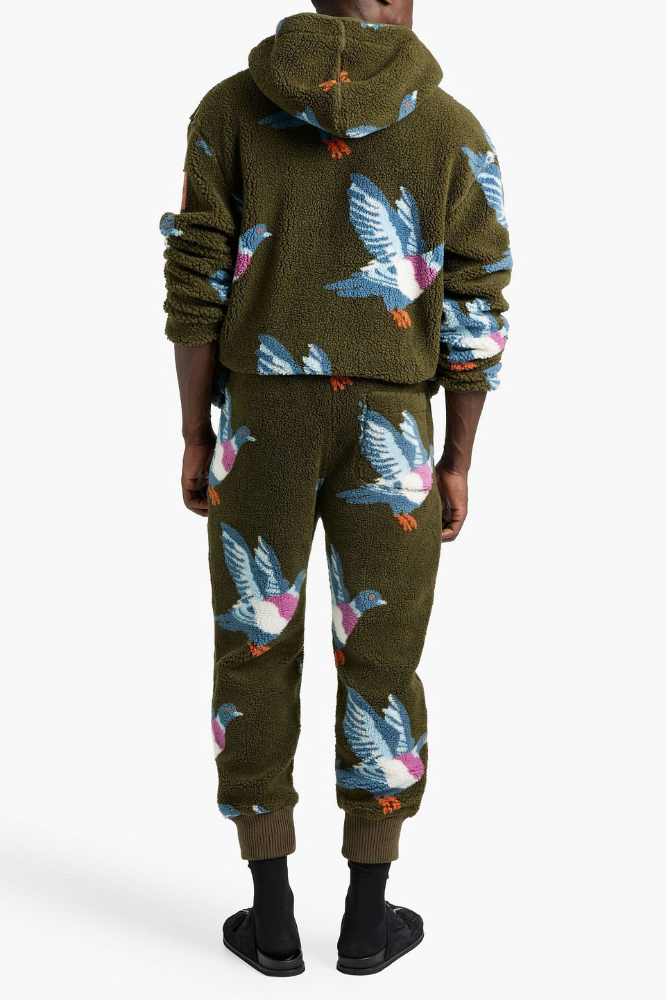 Shop Jw Anderson Printed Fleece Sweatpants In Army Green