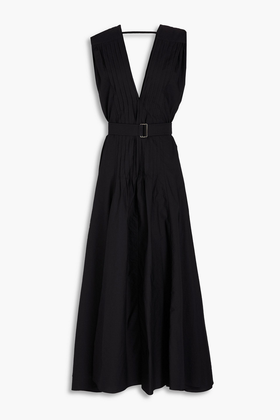 Brunello Cucinelli - Belted taffeta and cotton-blend poplin maxi dress - Black - XS