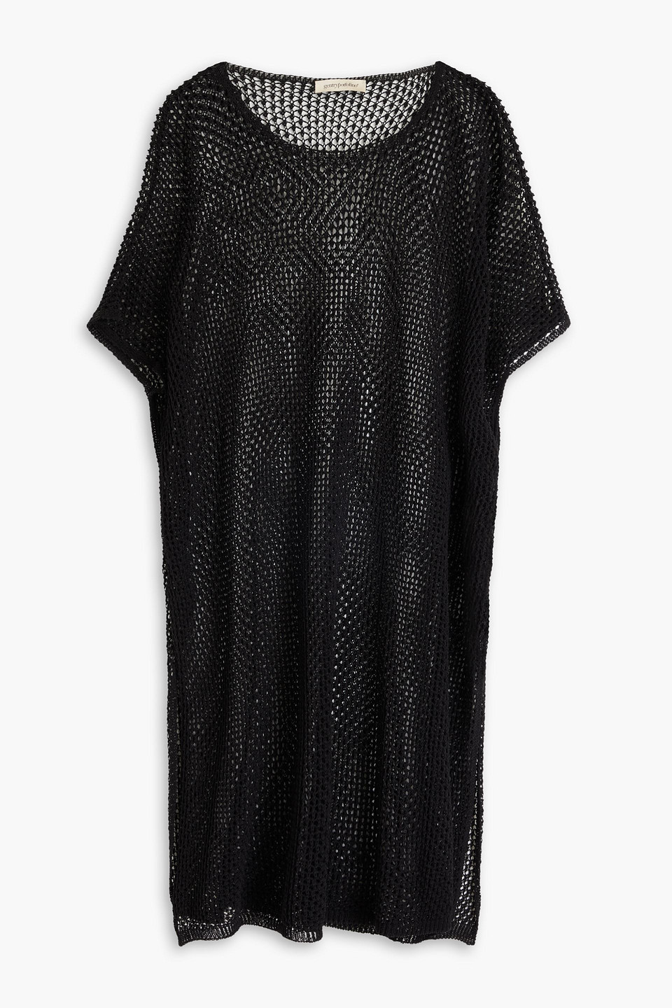Gentryportofino - Open-knit cotton-blend poncho - Black - IT 44