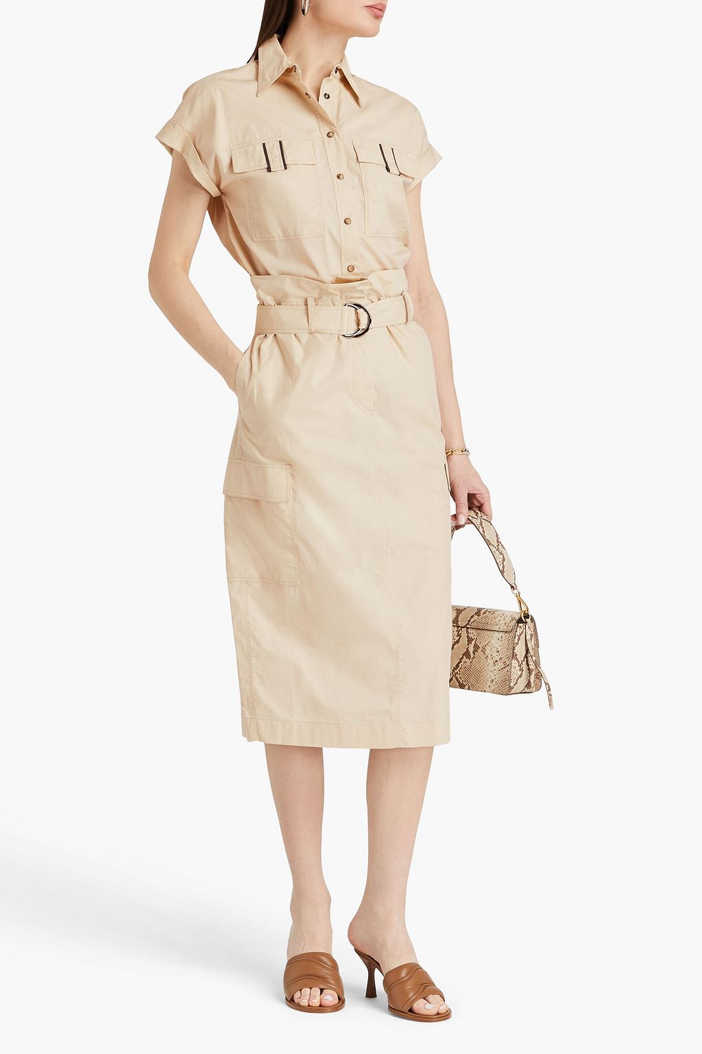 BRUNELLO CUCINELLI Embellished cotton midi shirt dress