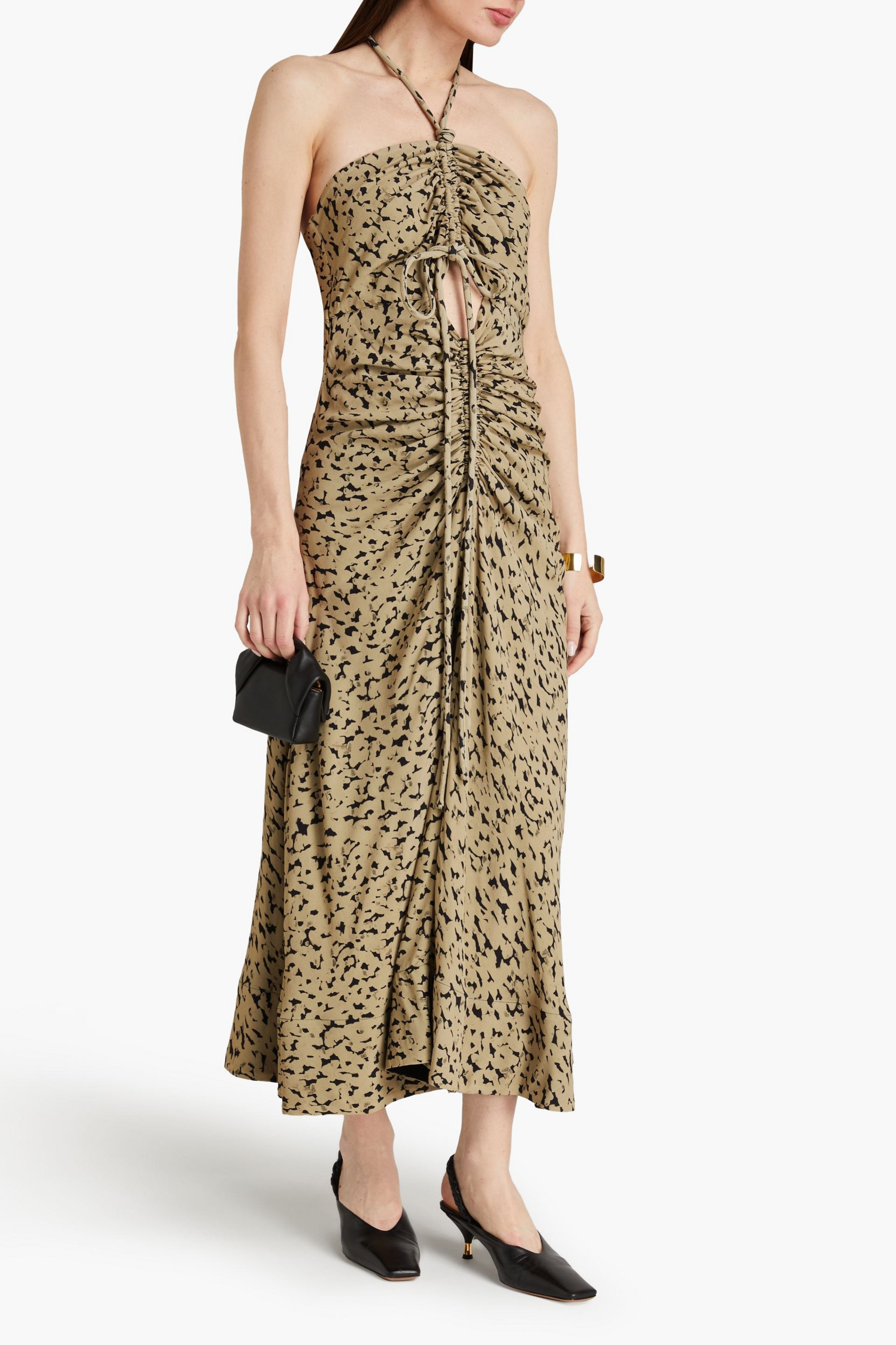 Proenza Schouler Ruched printed crepe halterneck maxi dress