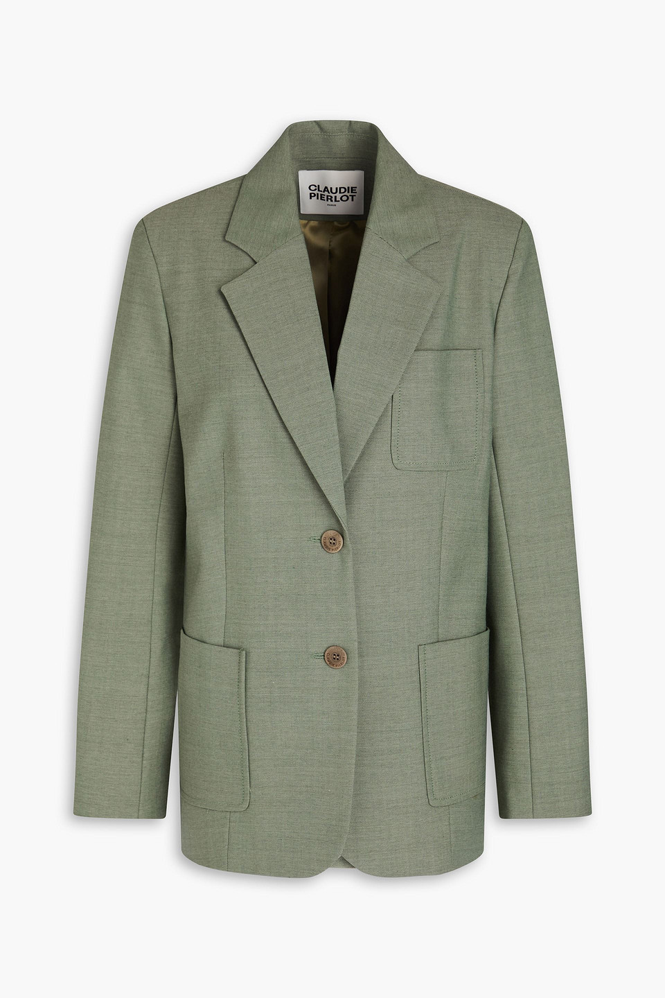 Claudie Pierlot Twill Blazer In Green