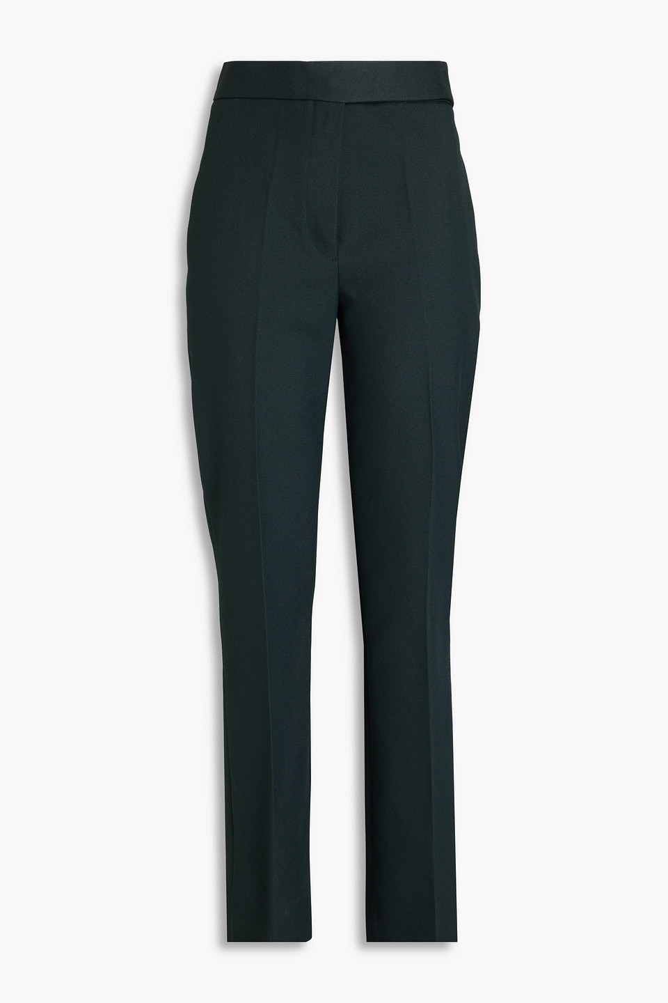 Victoria Beckham Gabardine Straight-leg Pants In Dark Green