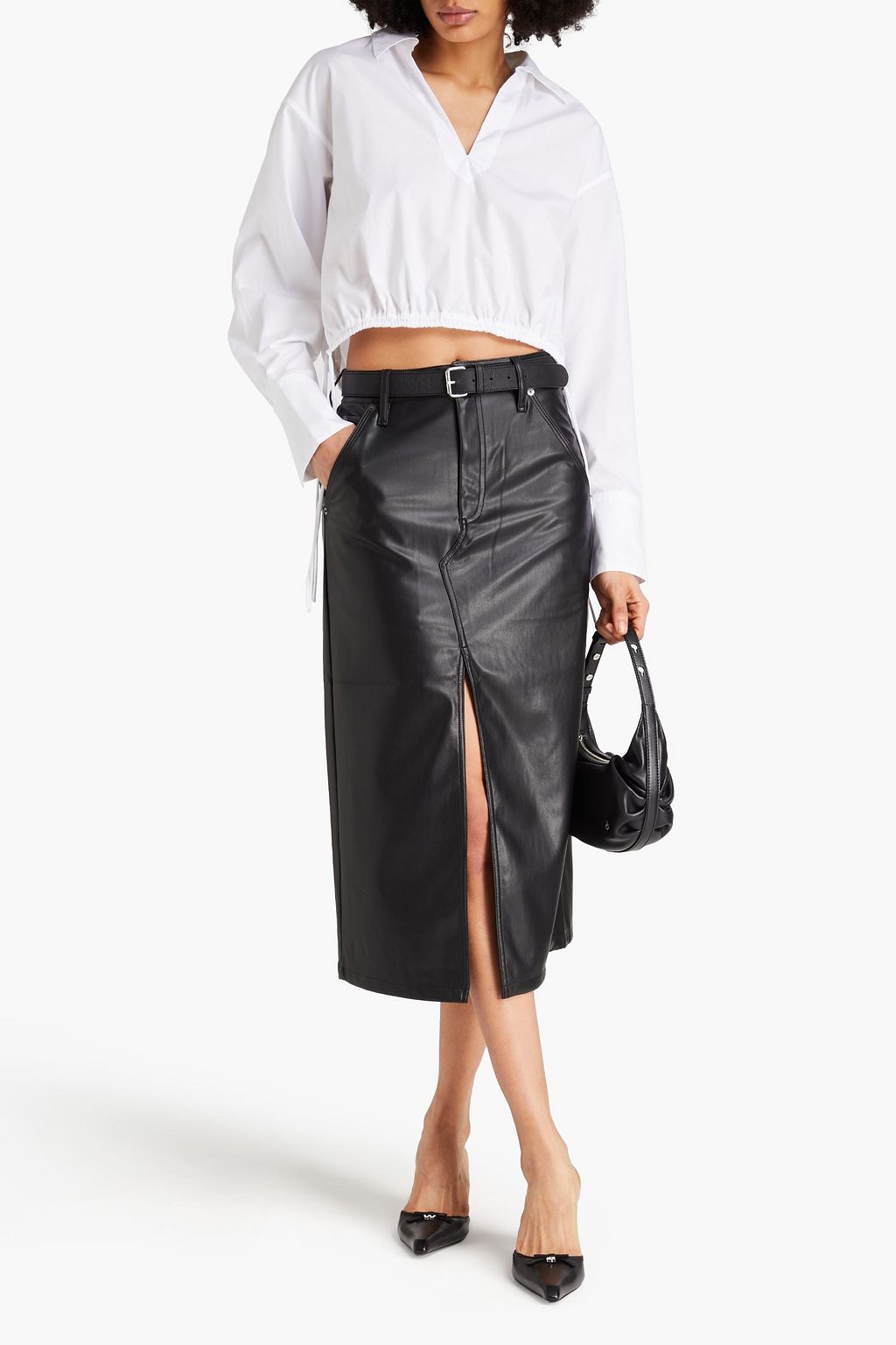 RAG & BONE تنورة “سيد” متوسطة الطول مصنوعة من الجلد الصناعي