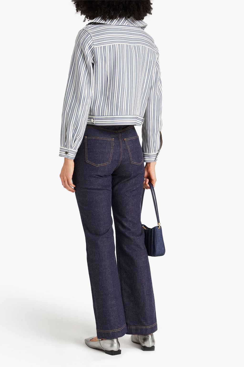 CLAUDIE PIERLOT جاكيت مصنوع من قطن غبردين بتصميم مخطط