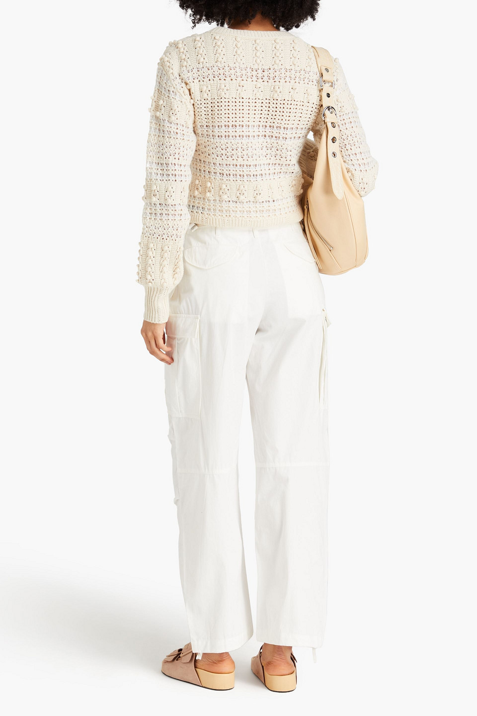 Shop Rag & Bone Lo Pointelle-knit Wool-blend Sweater In Ivory