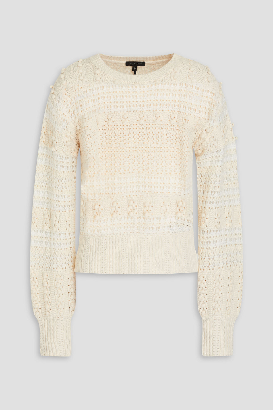 Rag & Bone Womens Wool Crochet Trim Crewneck Sweater In Ivory