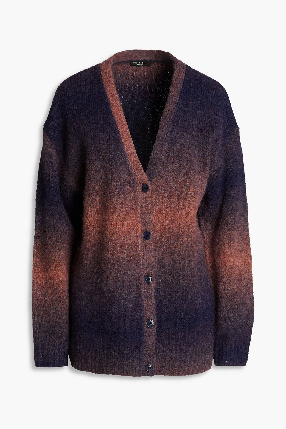 Shop Rag & Bone Holly Dégradé Alpaca-blend Cardigan In Navy