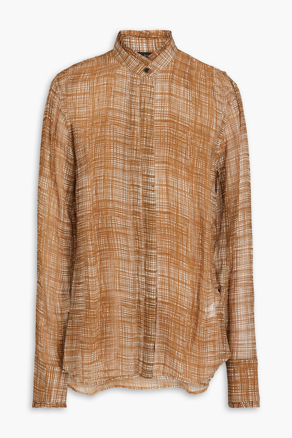 Rag & Bone Jordan Printed Silk-blend Crepon Shirt In Camel