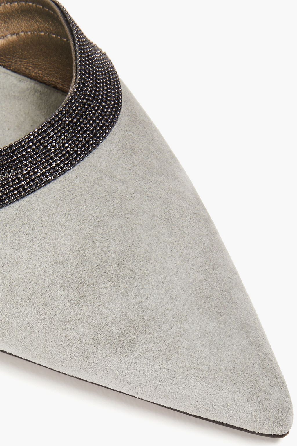 BRUNELLO CUCINELLI Bead-embellished suede slingback point-toe flats
