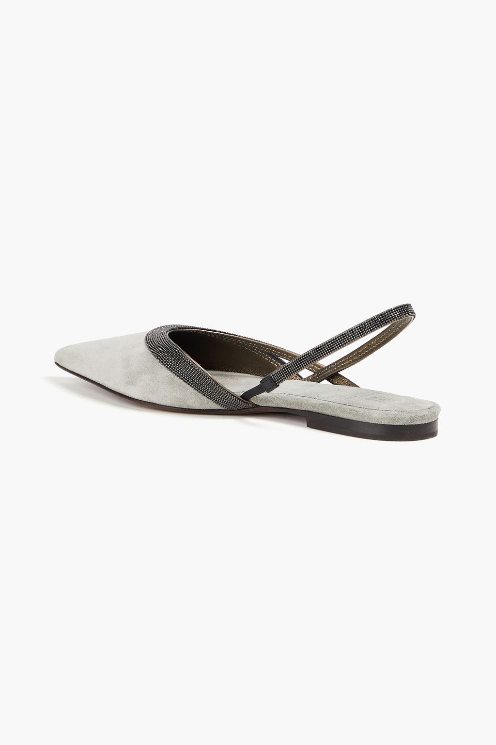BRUNELLO CUCINELLI Bead-embellished suede slingback point-toe flats