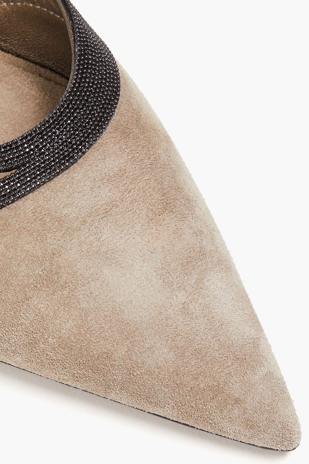 BRUNELLO CUCINELLI Bead-embellished suede slingback point-toe flats