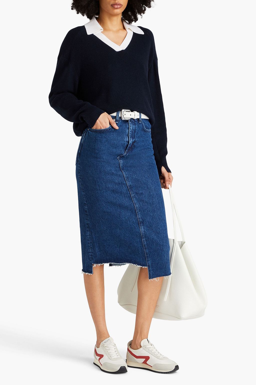 RAG & BONE تنورة متوسطة الطول ’’سوكاتو’’ مصنوعة من الدنيم