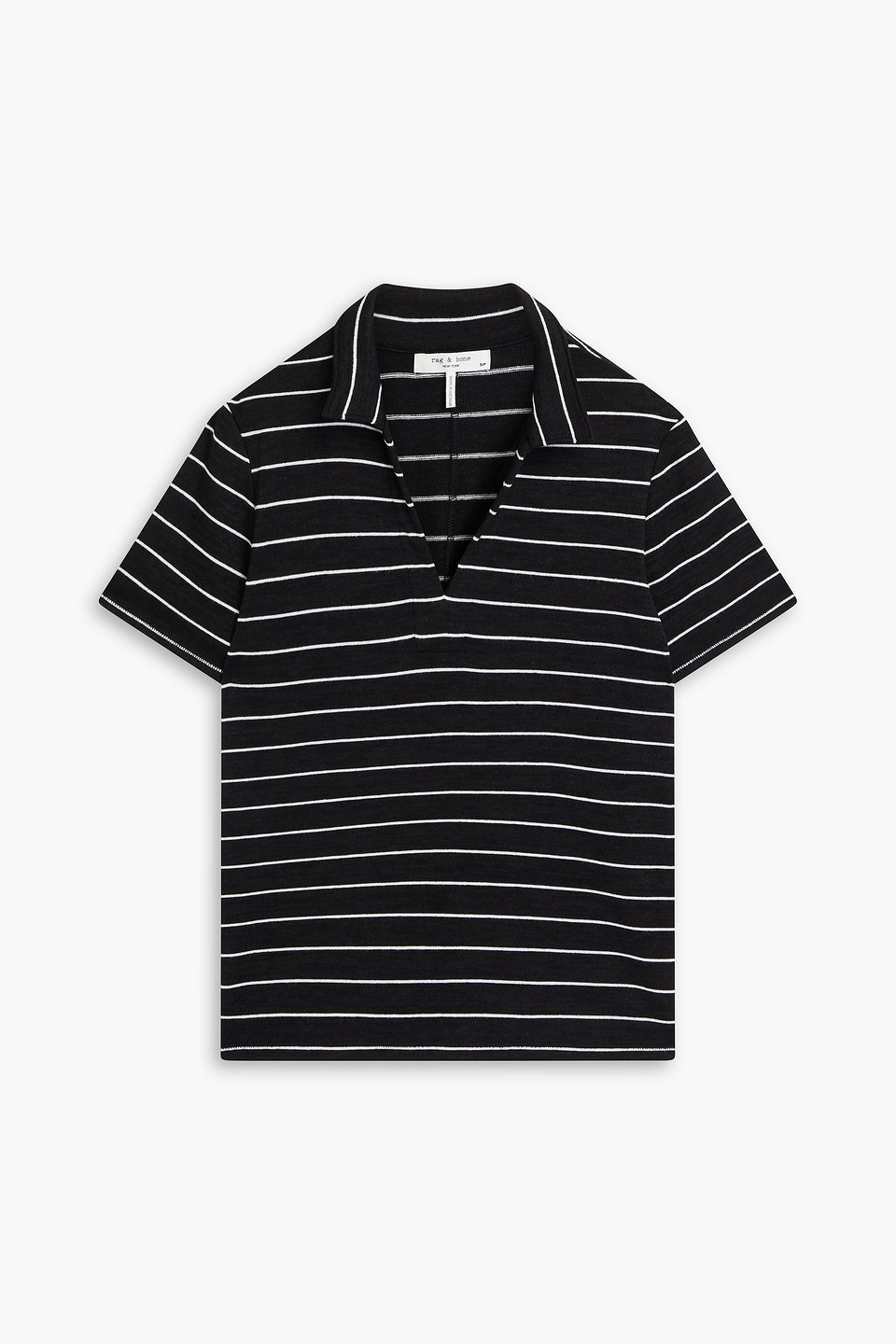 Rag & Bone The Knit Stripe Polo Blackmult Xs In Black