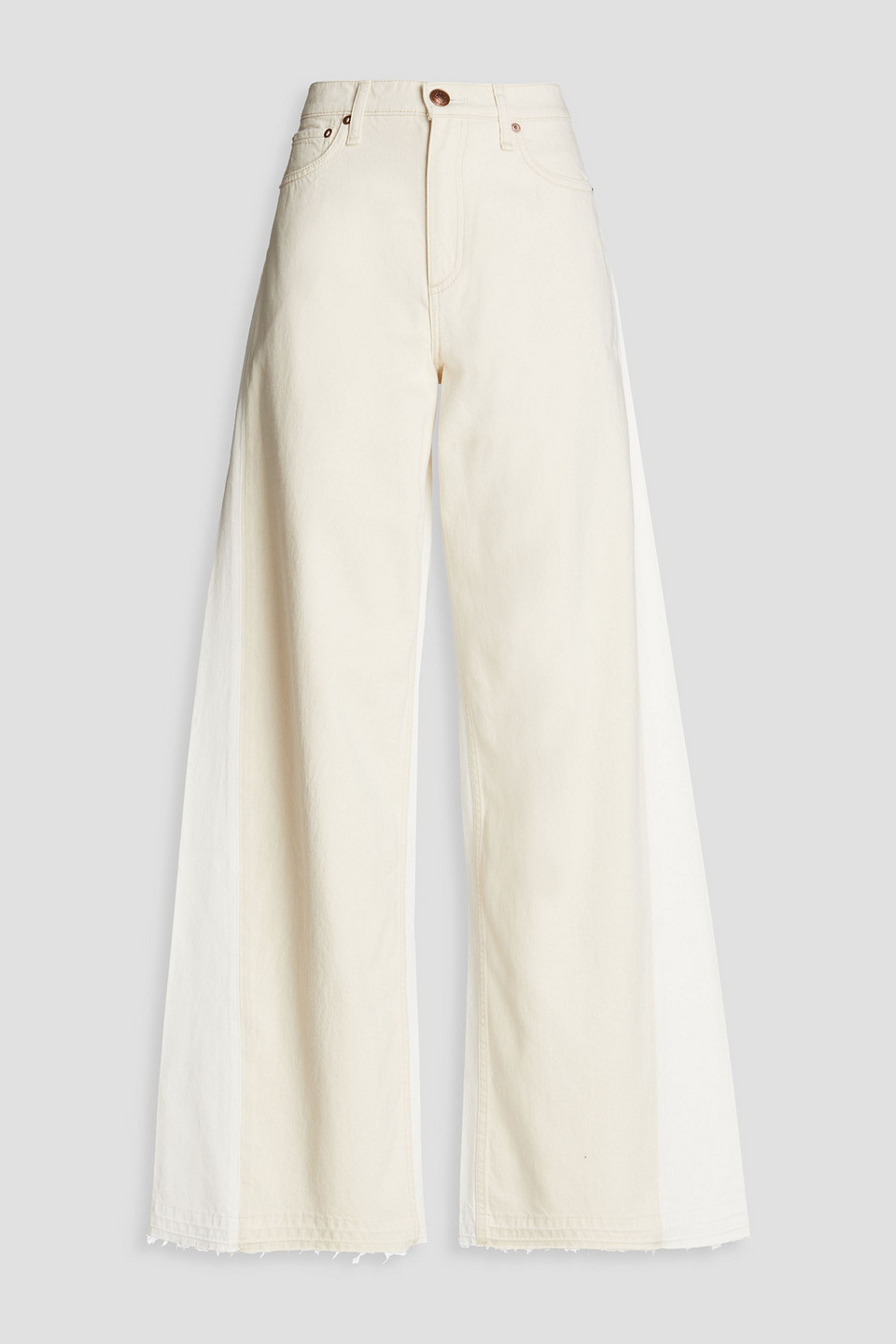 Shop Rag & Bone Sophie Two-tone High-rise Wide-leg Jeans In Ecru