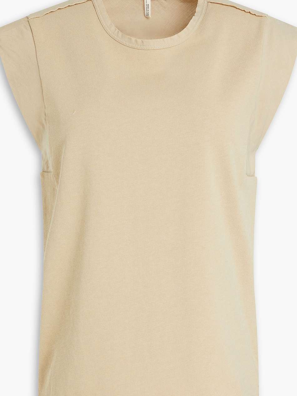 poplin-trimmed cotton-jersey top