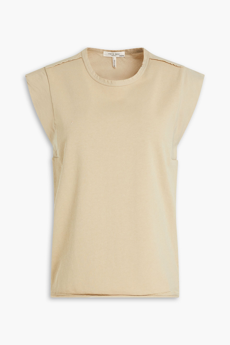 Rag & Bone Poplin-trimmed Cotton-jersey Top In Beige