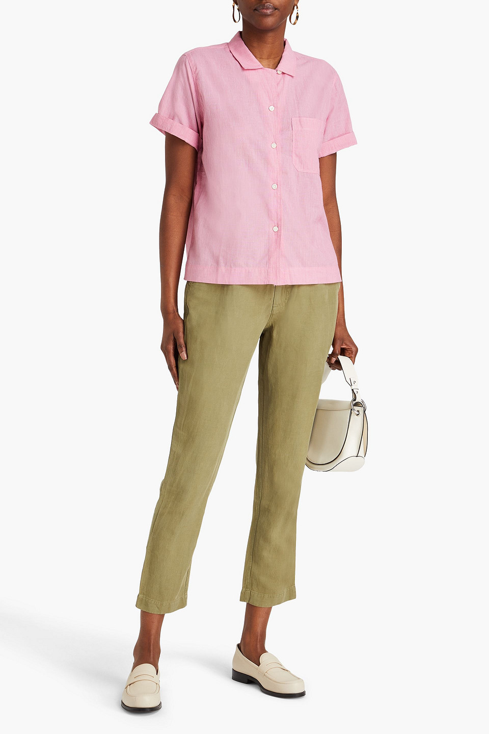 Shop Alex Mill Maddie Cotton-chambray Shirt In Baby Pink