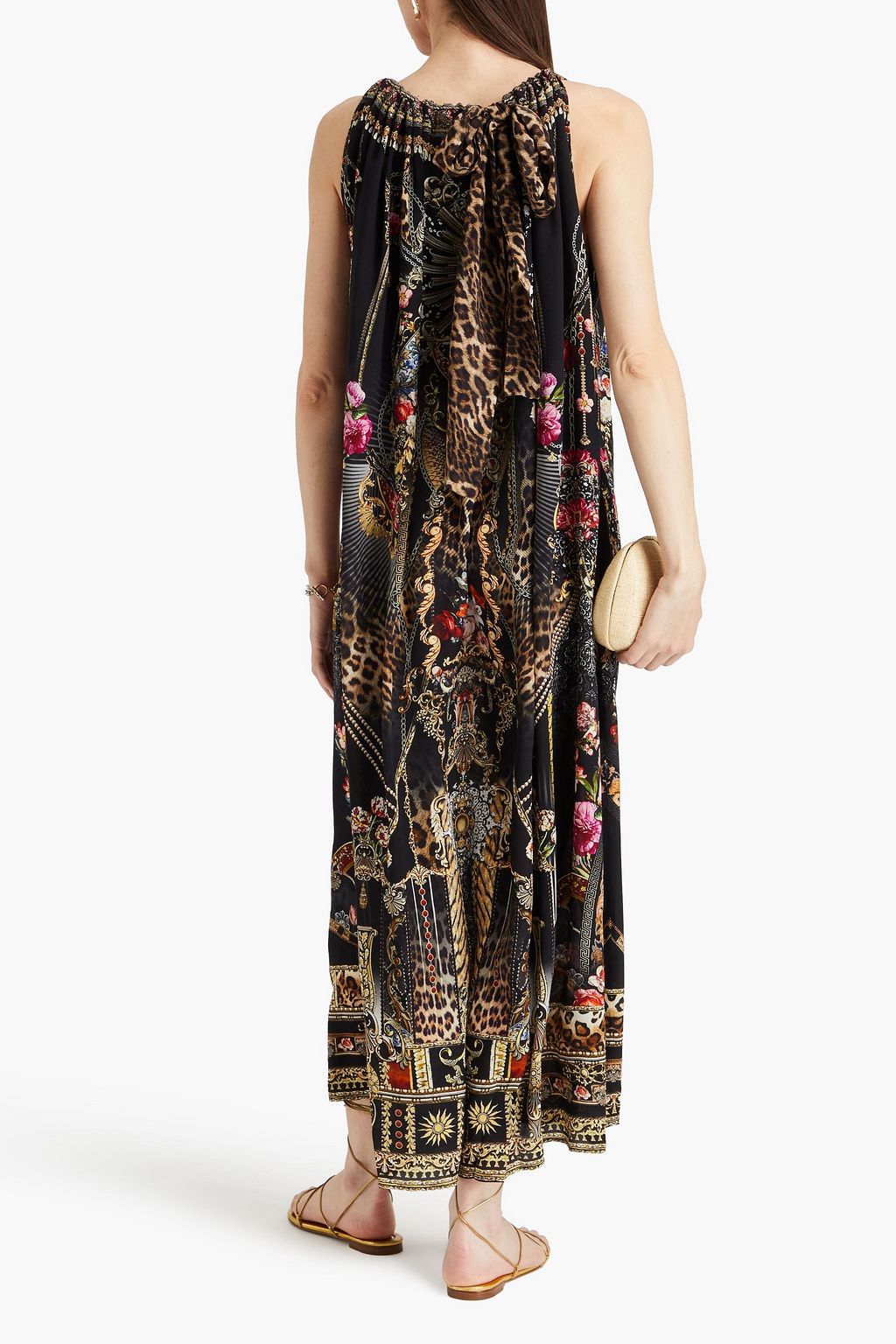 CAMILLA Embellished printed silk crepe de chine maxi dress