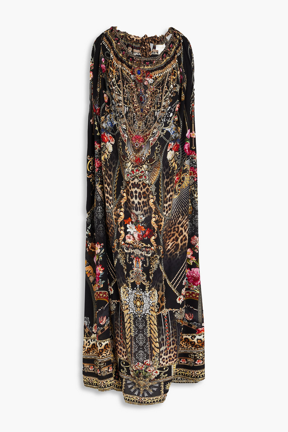 Camilla Embellished Printed Silk Crepe De Chine Maxi Dress In Black