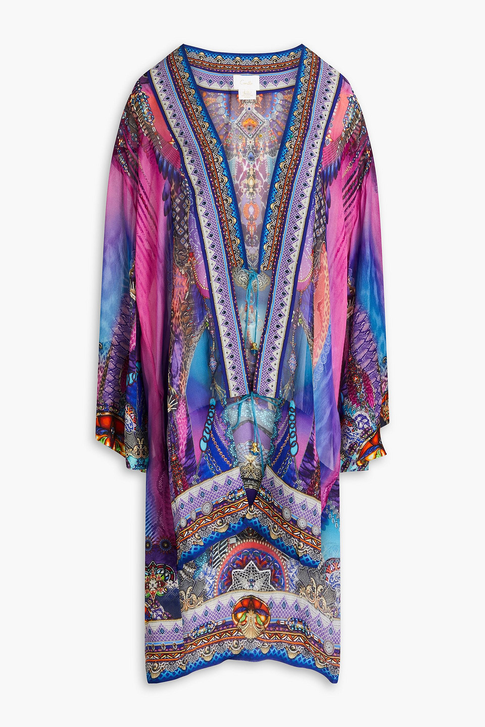 Camilla Crystal-embellished Printed Silk-chiffon Coverup In Indigo