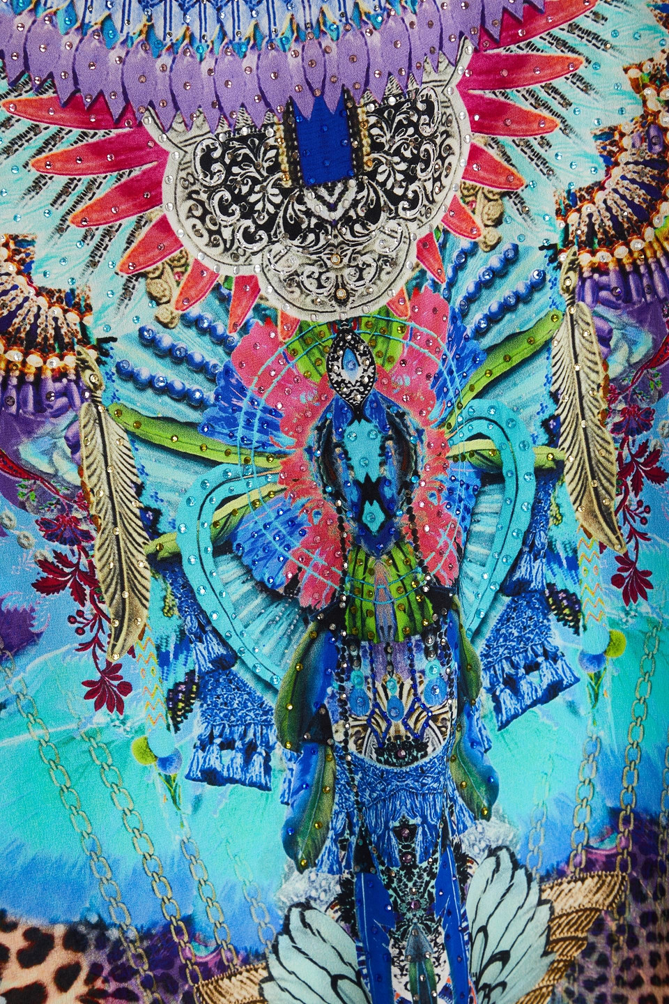 Camilla Crystal-embellished Printed Silk Crepe De Chine Kaftan In Indigo
