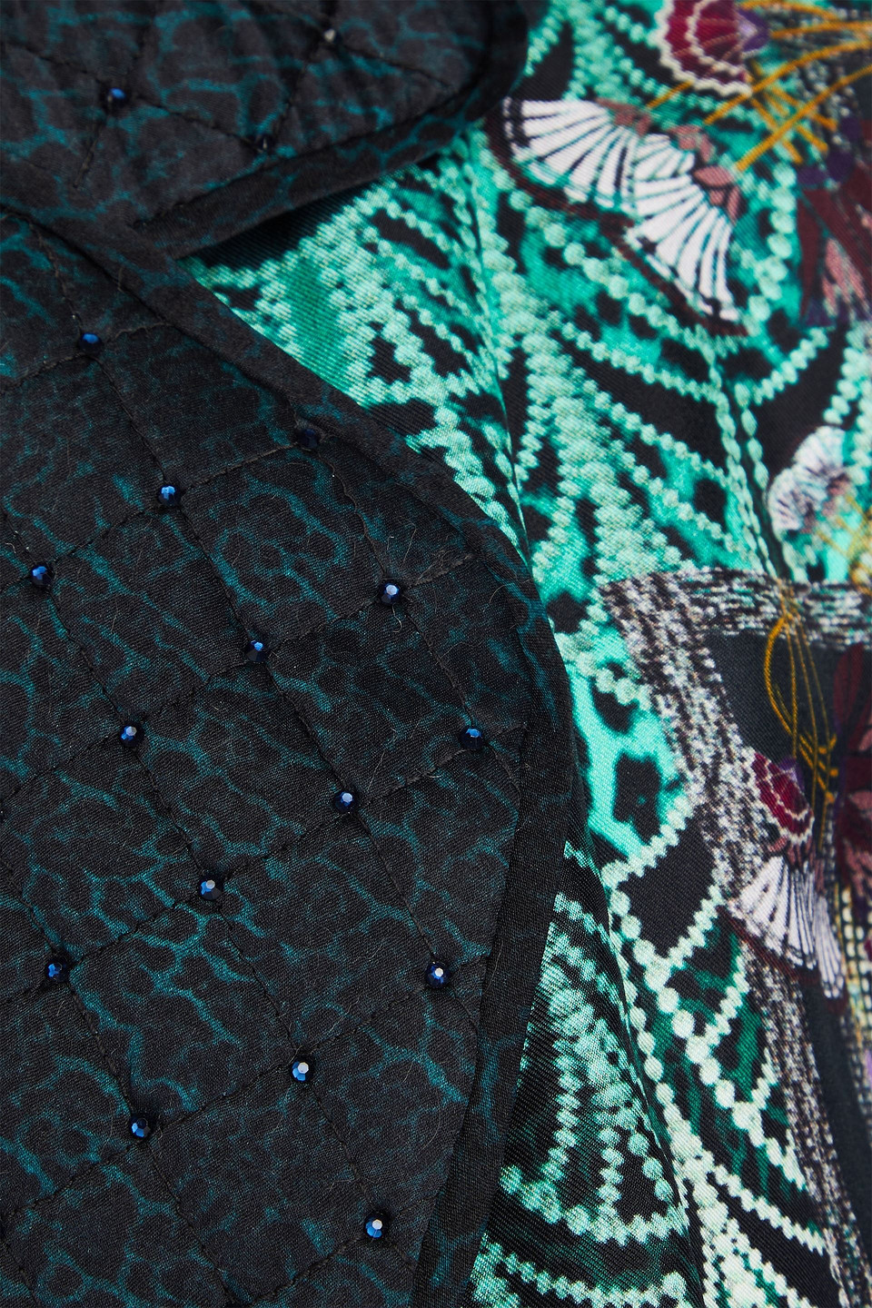 CAMILLA EMBELLISHED PRINTED SILK-TWILL AND SATIN JACKET