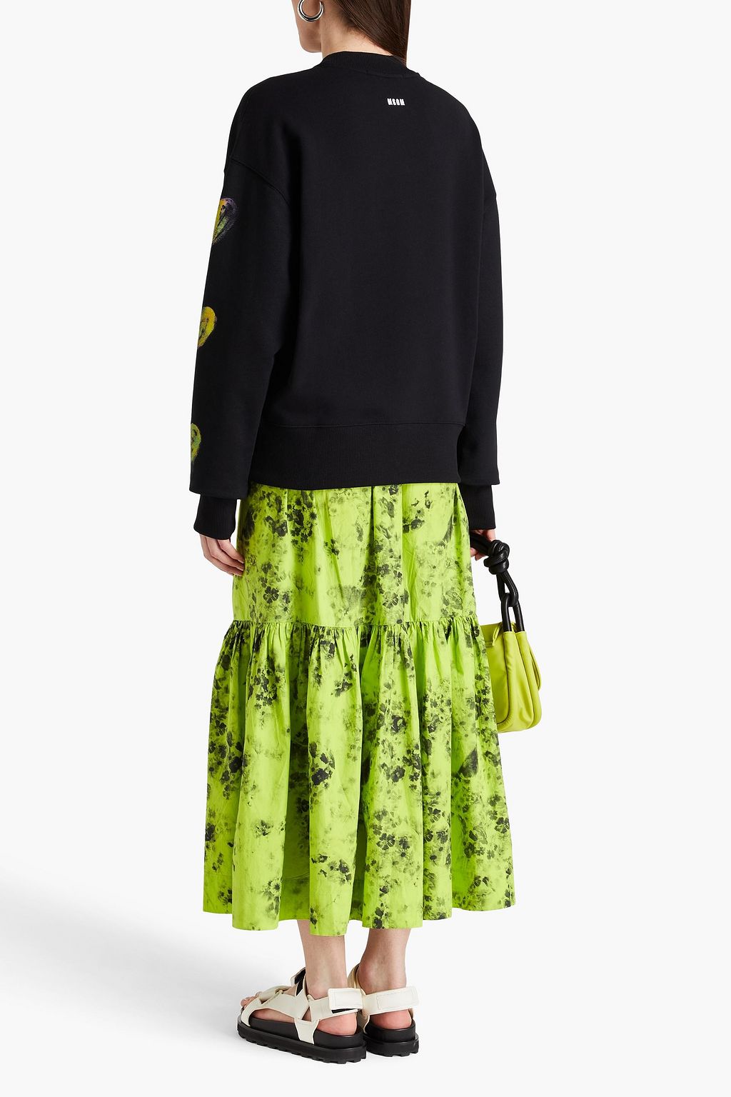MSGM سويت شيرت مصنوع من قطن تيري فرنسي مطاطي ومزين بطبعات
