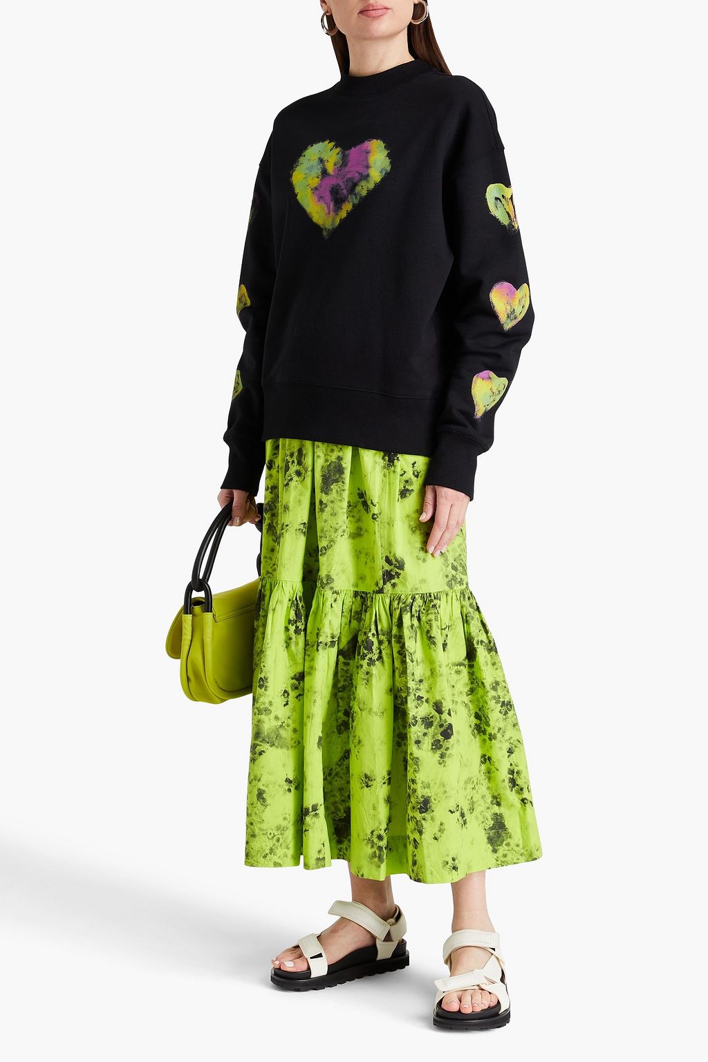 MSGM سويت شيرت مصنوع من قطن تيري فرنسي مطاطي ومزين بطبعات