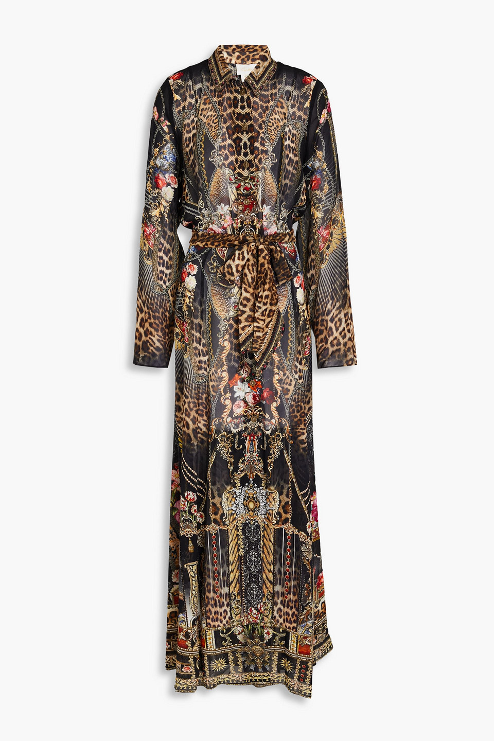 Camilla Crystal-embellished Printed Silk Crepe De Chine Maxi Dress In Schwarz