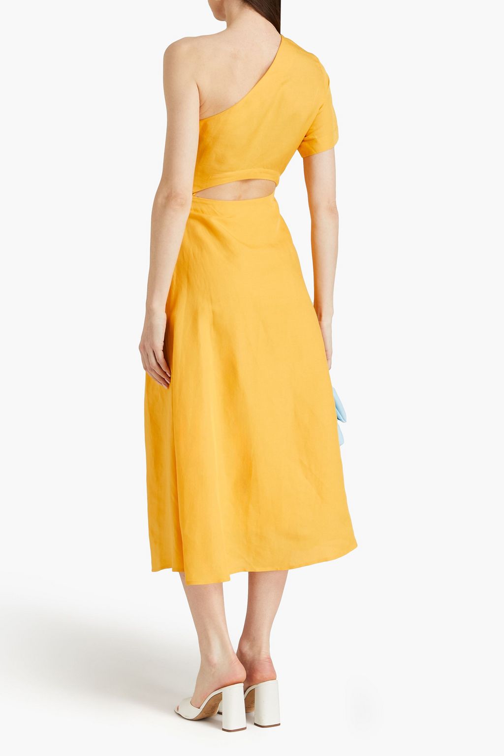 CLAUDIE PIERLOT 컷아웃 장식 원 숄더 크레이프 드 신 미디 드레스