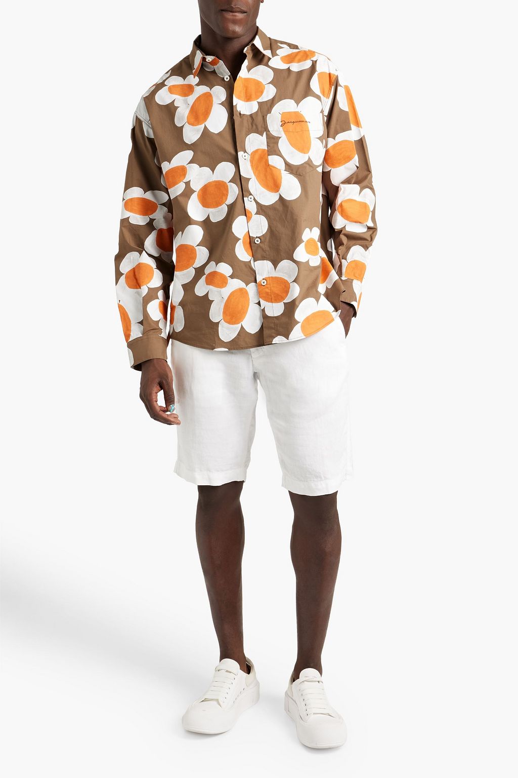 JACQUEMUS Floral-print cotton-poplin shirt