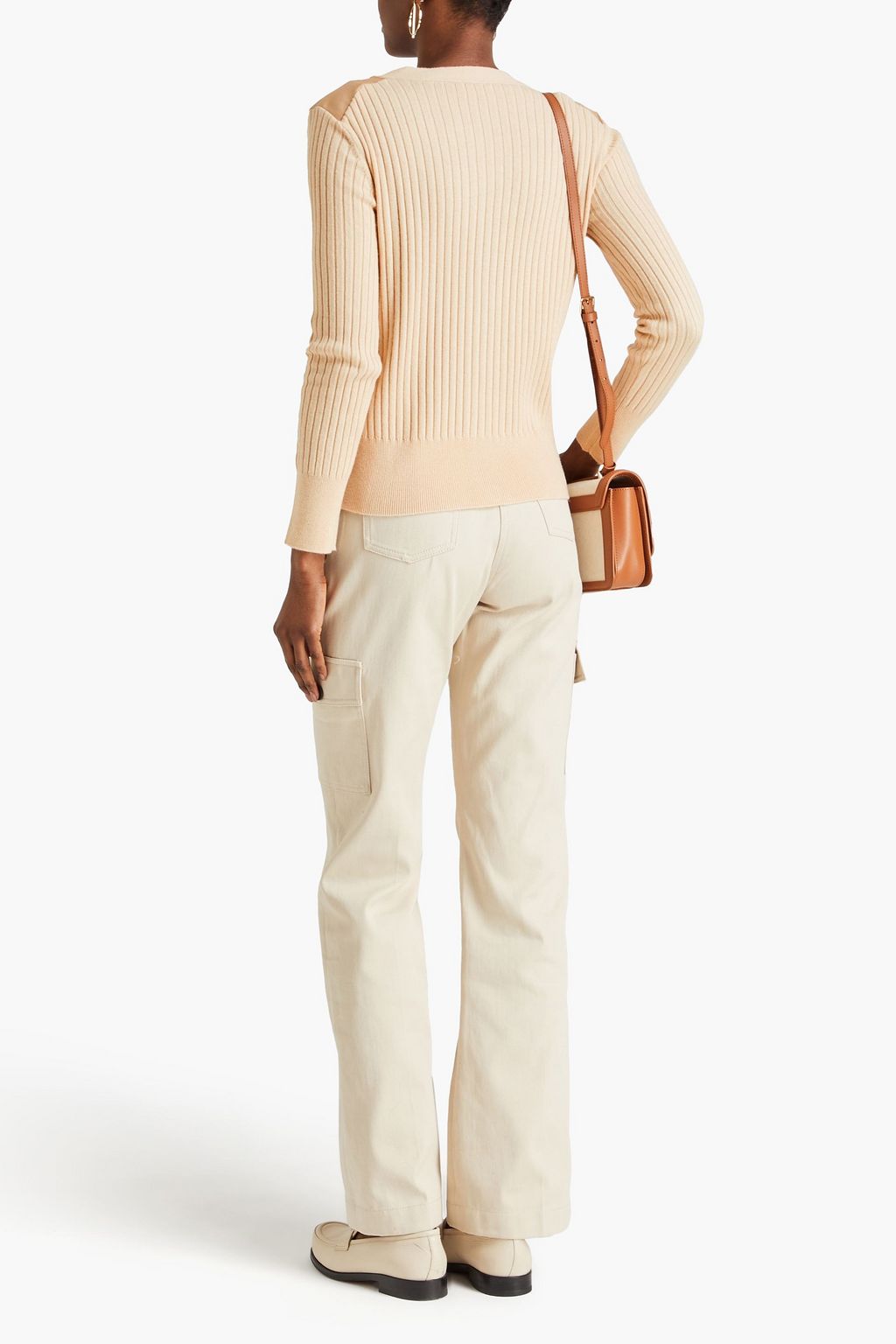 CLAUDIE PIERLOT 코튼 트윌 패널 리브 니트 카디건