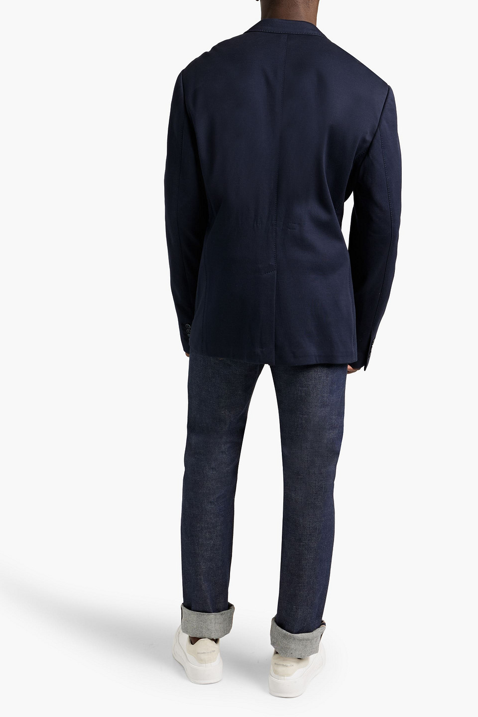Dolce & Gabbana Cotton-blend Piqué Blazer In Navy