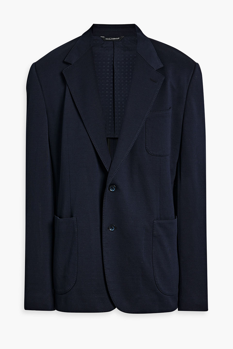 Dolce & Gabbana Cotton-blend Piqué Blazer In Navy