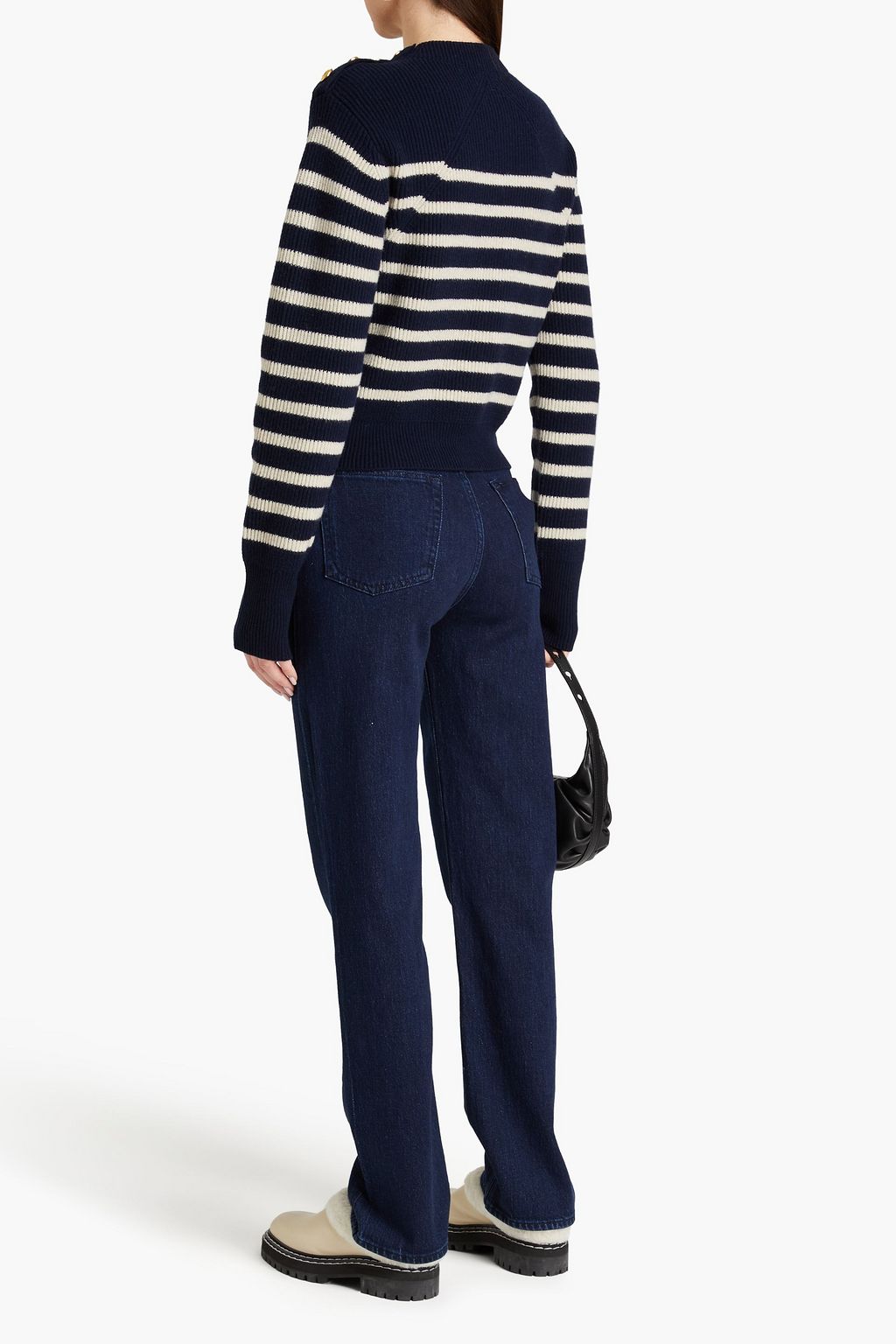 RAG & BONE كنزة رياضية ’’نانسي’’ مصنوعة من مزيج الصوف بتصميم مضلّع ومخطط