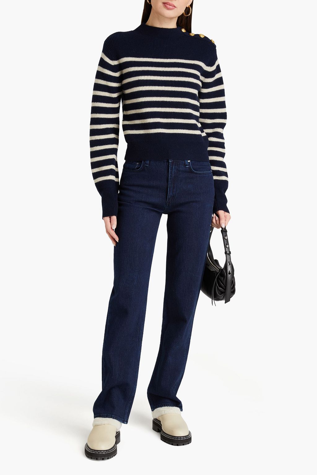RAG & BONE كنزة رياضية ’’نانسي’’ مصنوعة من مزيج الصوف بتصميم مضلّع ومخطط