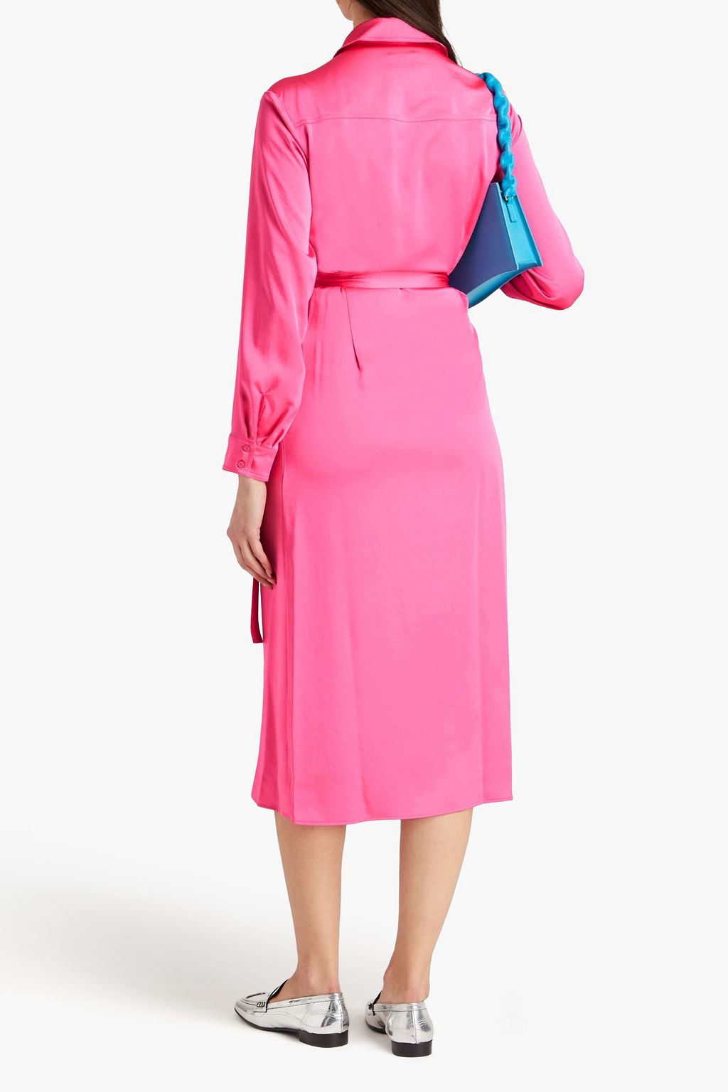 CLAUDIE PIERLOT 드레이프 장식 새틴 미디 랩 드레스