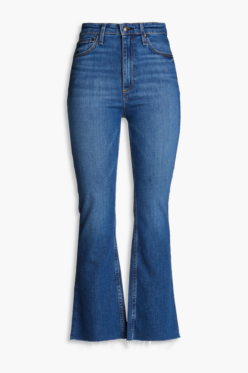 Rag & Bone Casey High-rise Kick-flare Jeans In Mid Denim