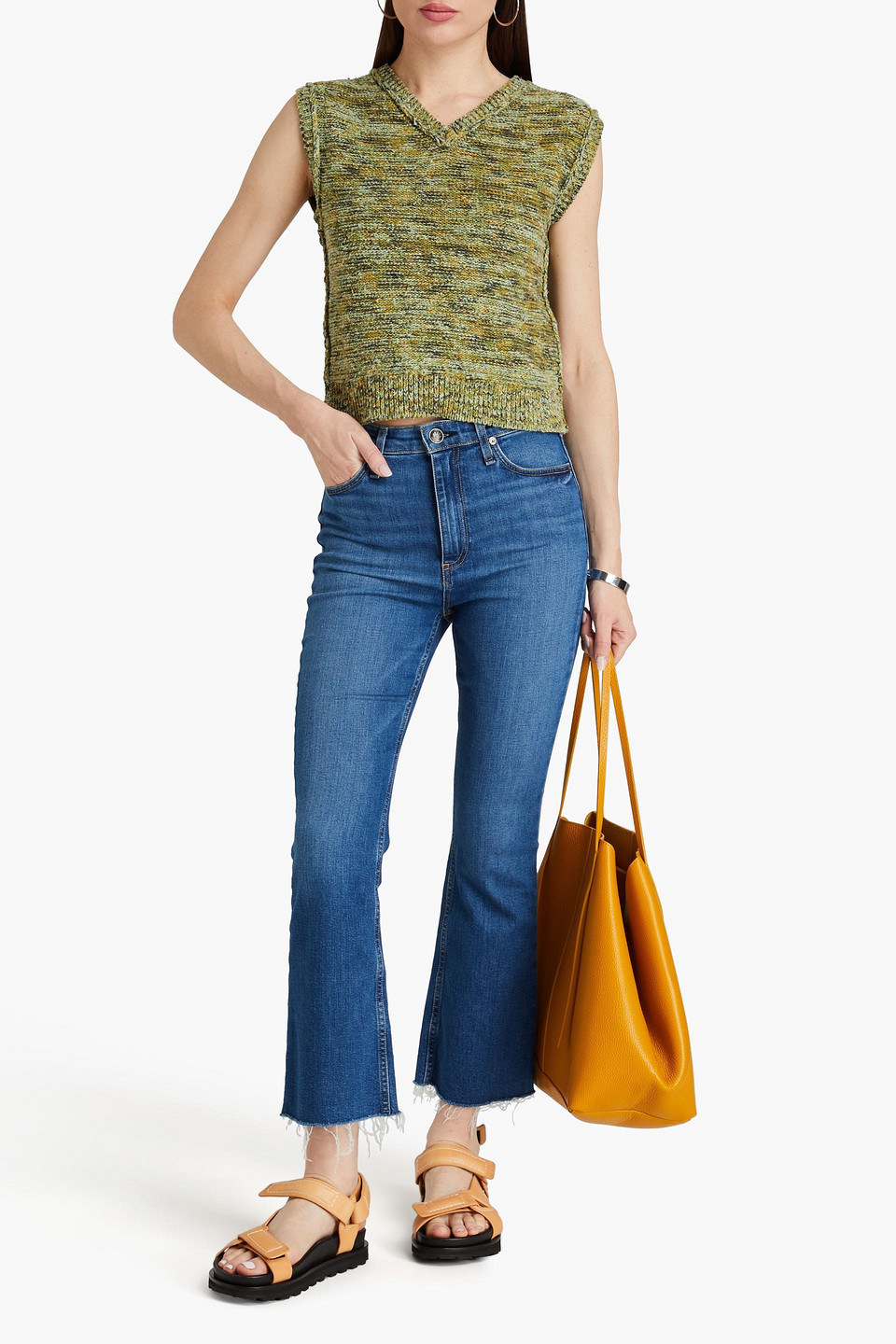 Rag & Bone Casey High-rise Kick-flare Jeans In Mid Denim