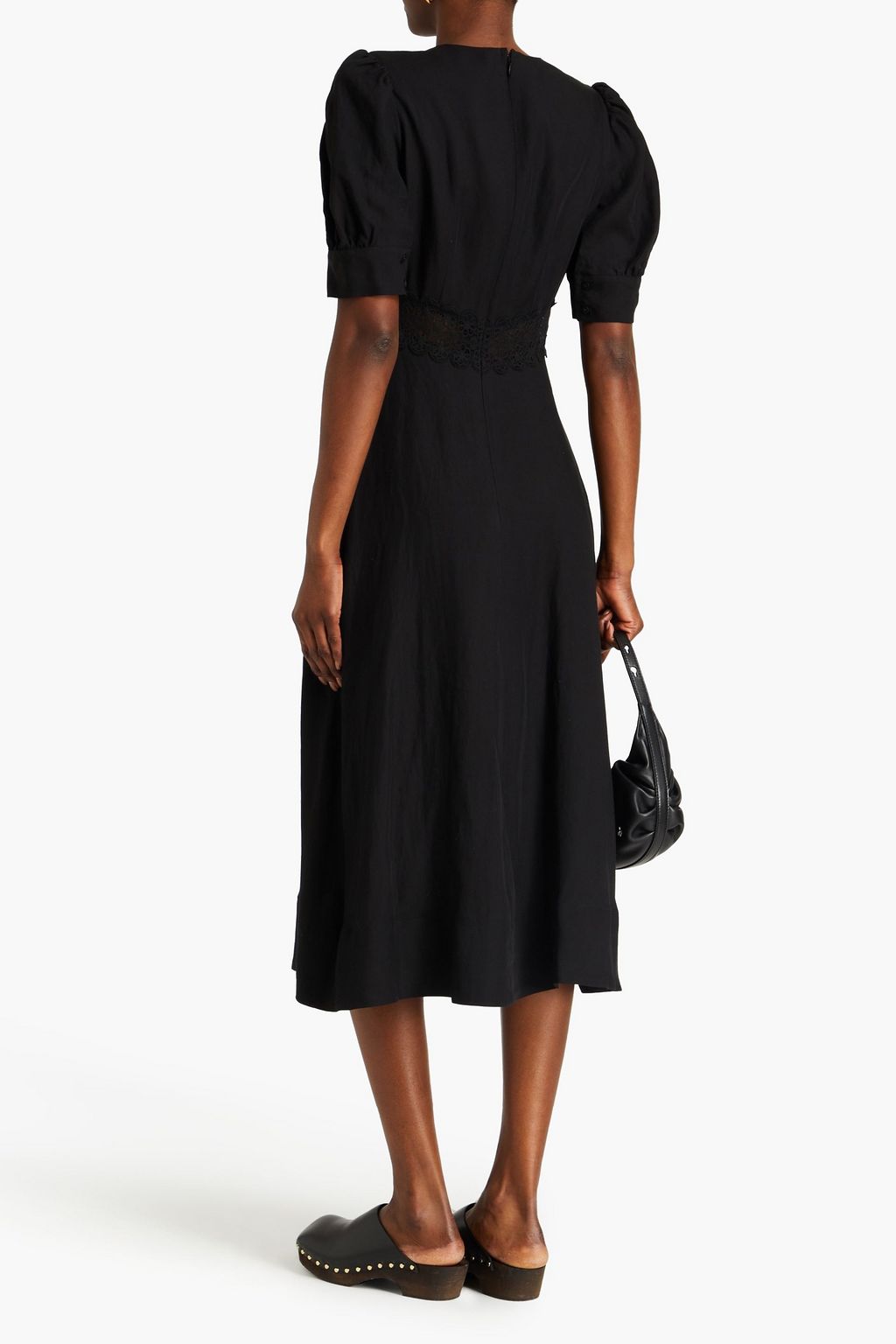 CLAUDIE PIERLOT 코드 레이스 패널 크레이프 미디 드레스