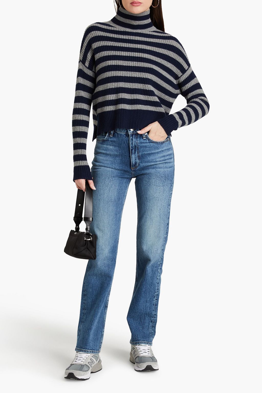 RAG & BONE جينز ’’هارلو’’ بأرجل مستقيمة وبخصر عالٍ بلون باهت