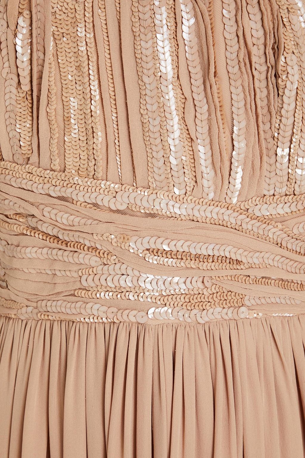 ELIE SAAB Sequin-embellished gathered silk-blend crepe de chine midi dress