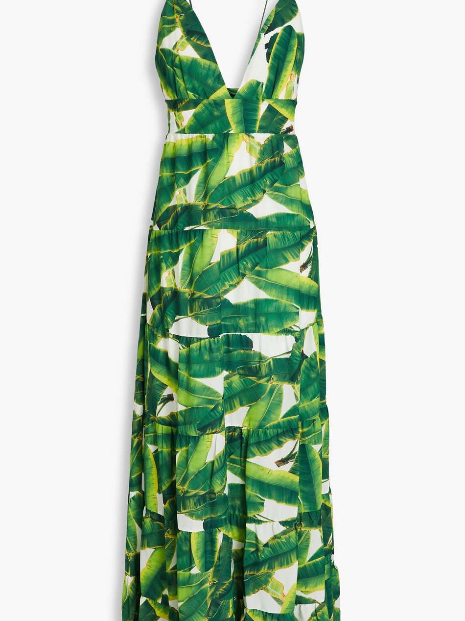 karolina tiered printed crepe de chine maxi dress