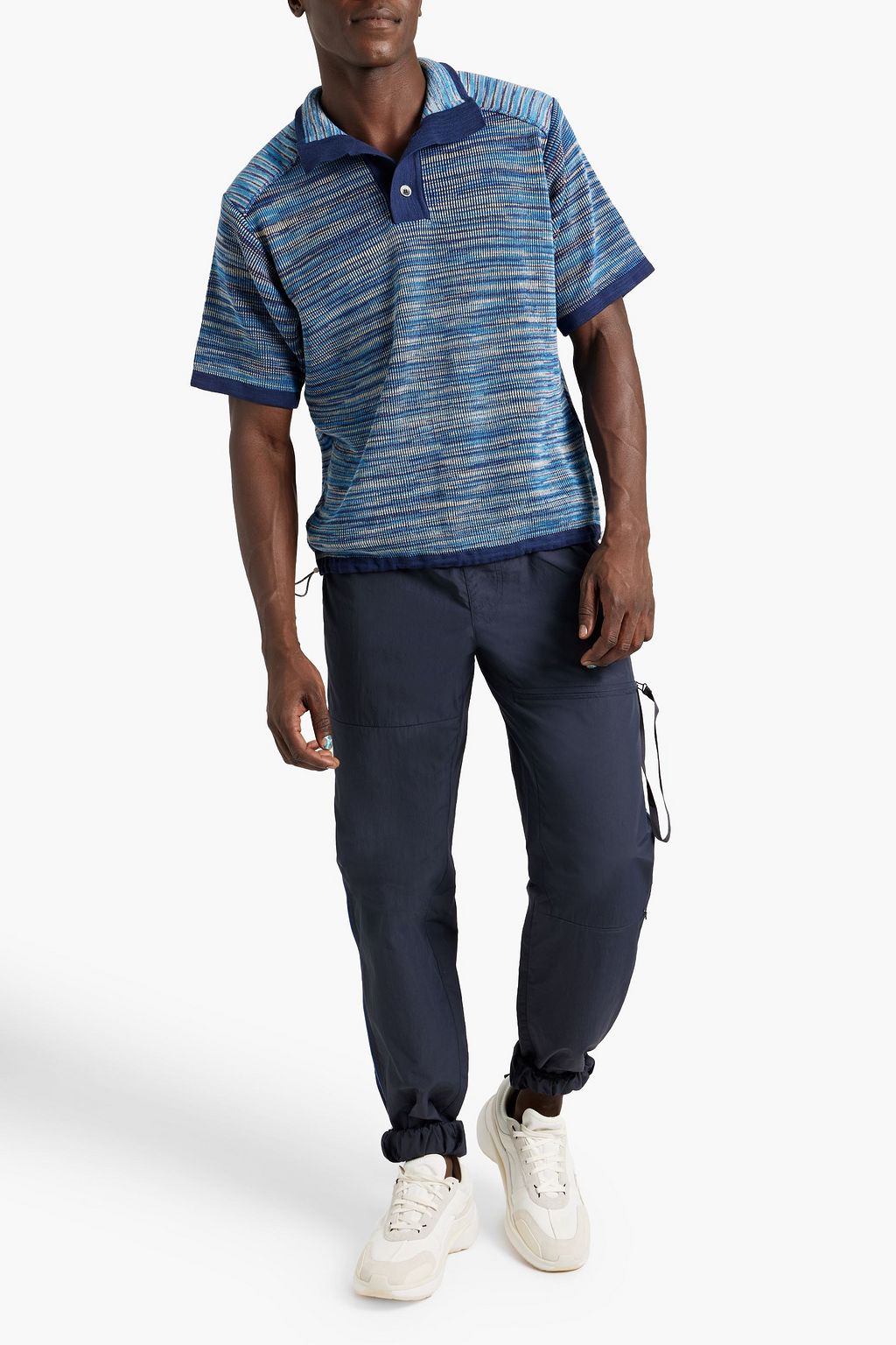 JACQUEMUS Space-dyed ribbed cotton and merino wool-blend polo shirt