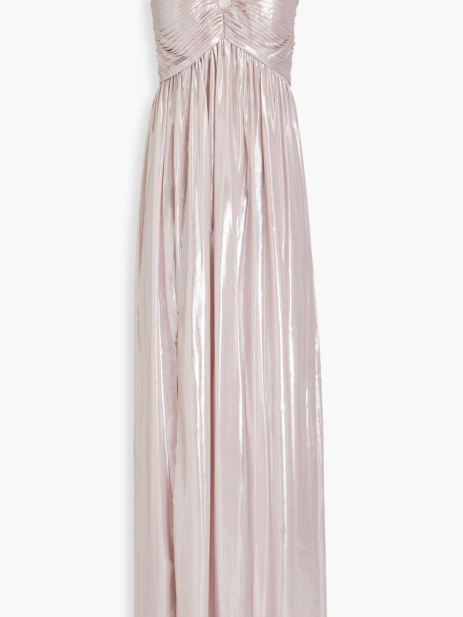 pintucked lamé gown