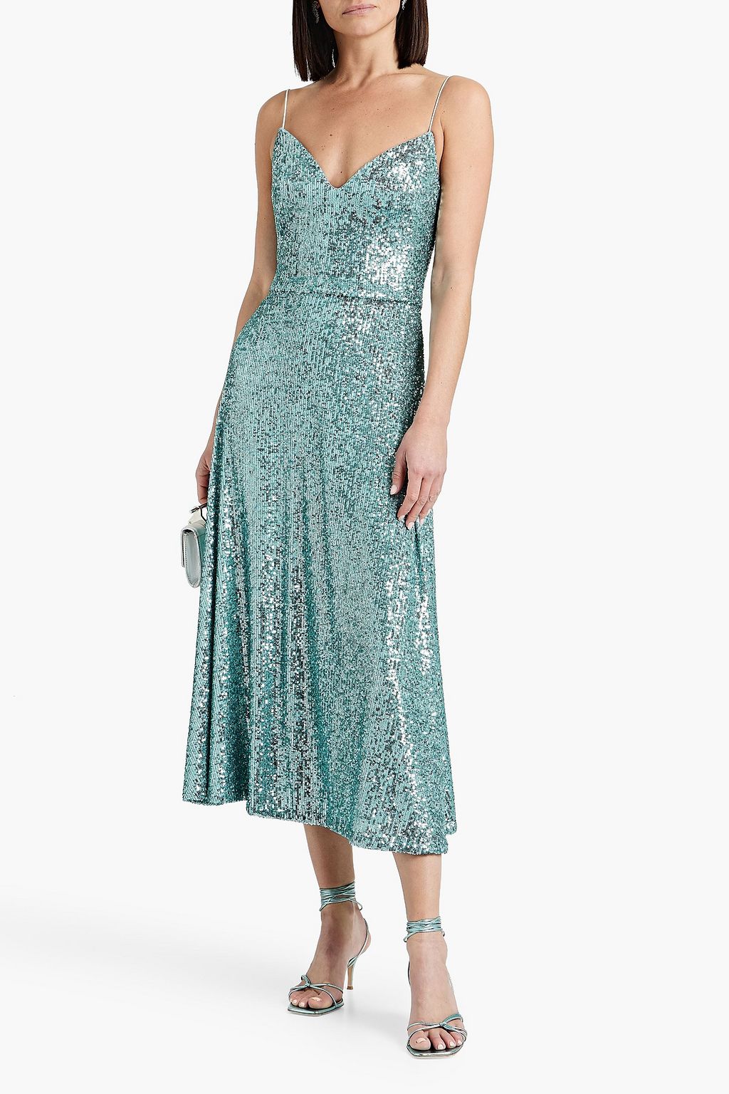 MONIQUE LHUILLIER Sequined stretch-tulle midi dress