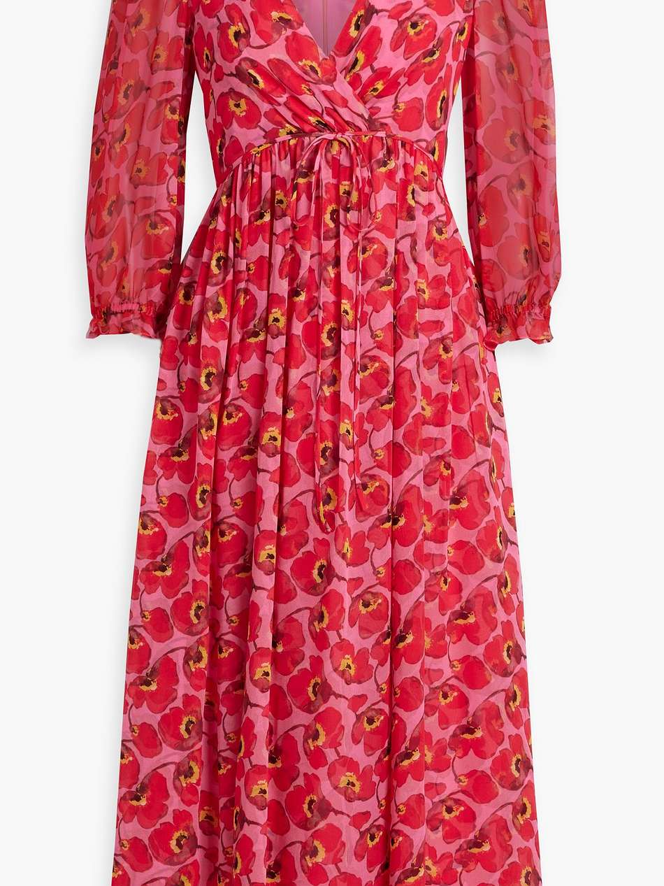 wrap-effect floral-print silk-chiffon midi dress