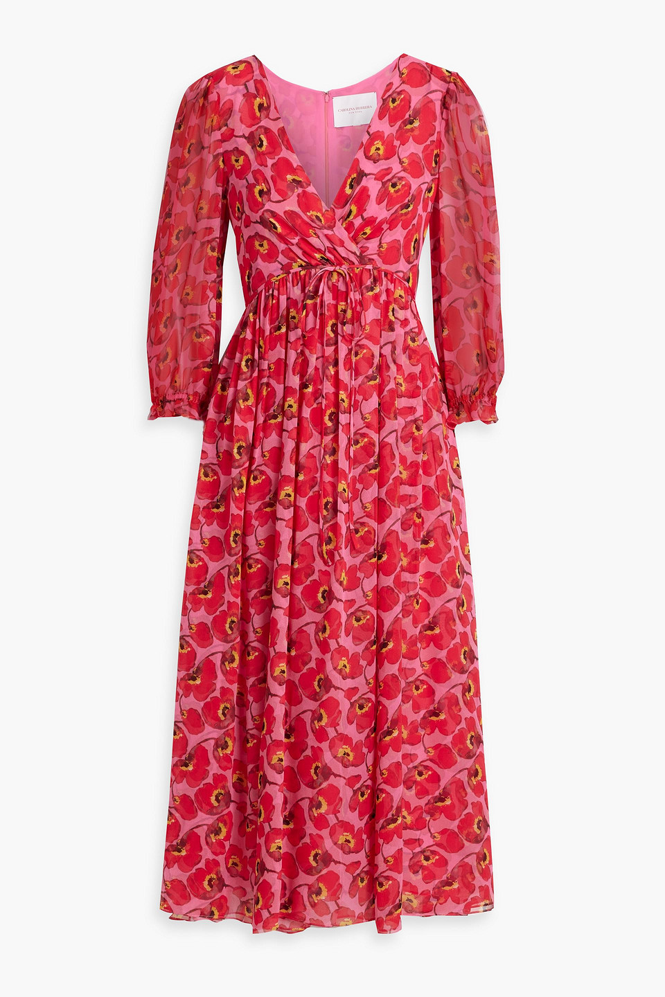 Wrap-effect floral-print silk-chiffon midi dress