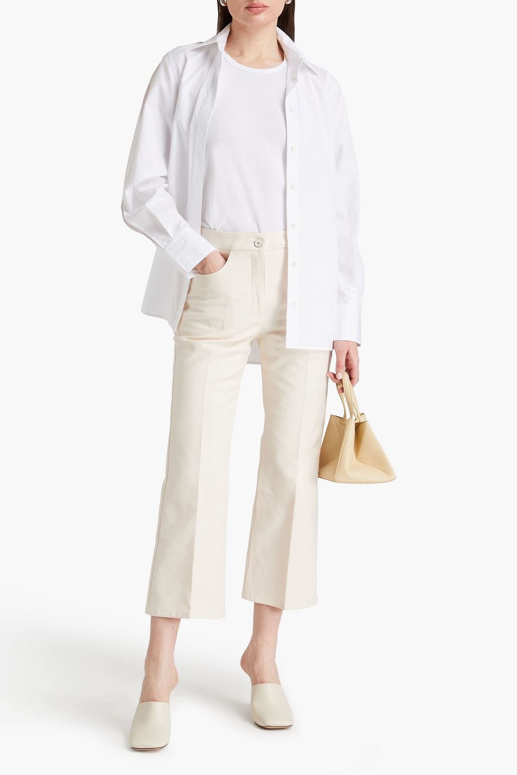 JIL SANDER بنطال قصير بقصّة بوت كت مصنوع من قطن بيكيه